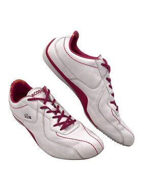 Vintage Lacoste Sport Zanta 53Z Womens Tennis Shoes Size 11 White Pink Leather